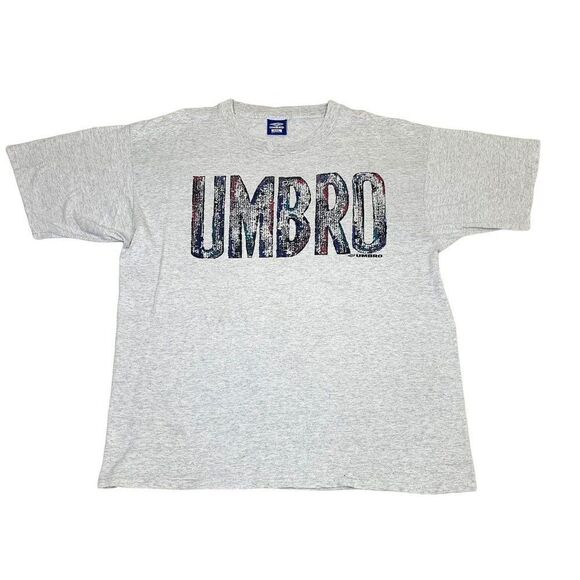 Vintage Umbro T-Shirt XXL Grey Soccer Football Sports Single Stitch - Picture 1 of 9